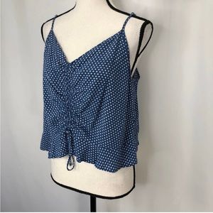 Elodie Polka Dot Tank Top Ruffle Blouse Blue XL